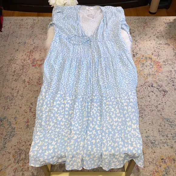 Free People RAHI Blue Butterfly Duster Kimono Size OS/ALL Beach Coverup - Picture 3 of 16